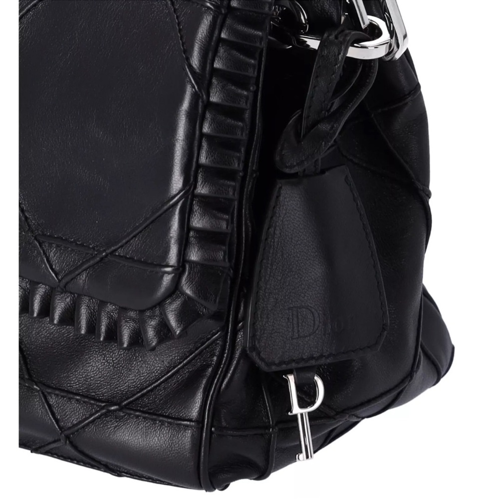 Christian Dior Black Lambskin Leather New Lock Ruffle Flap Shoulder Bag Ruffle - Picture 4 of 15